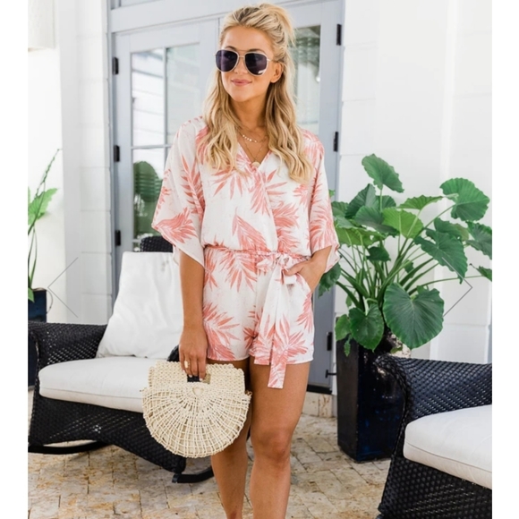Pink Lily Pants - Coral Kimono Romper
